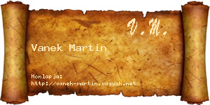 Vanek Martin névjegykártya